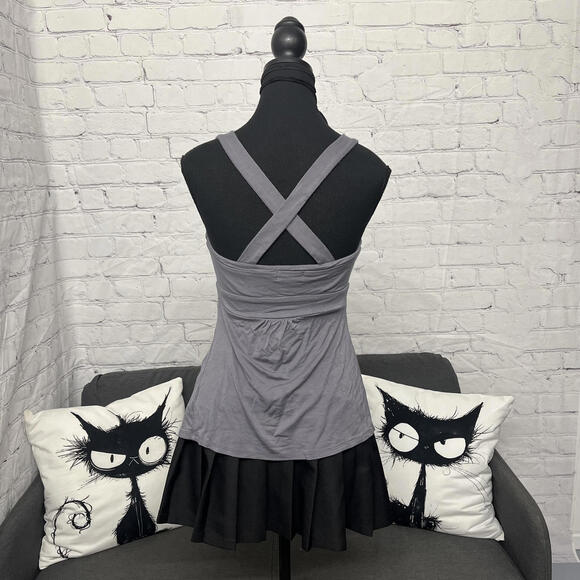 Y2K 2000s Guess grey purple babydoll camisole criss cross back Sz S summer top - Picture 3 of 6